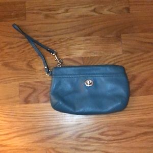 Coach leather wristlet teal